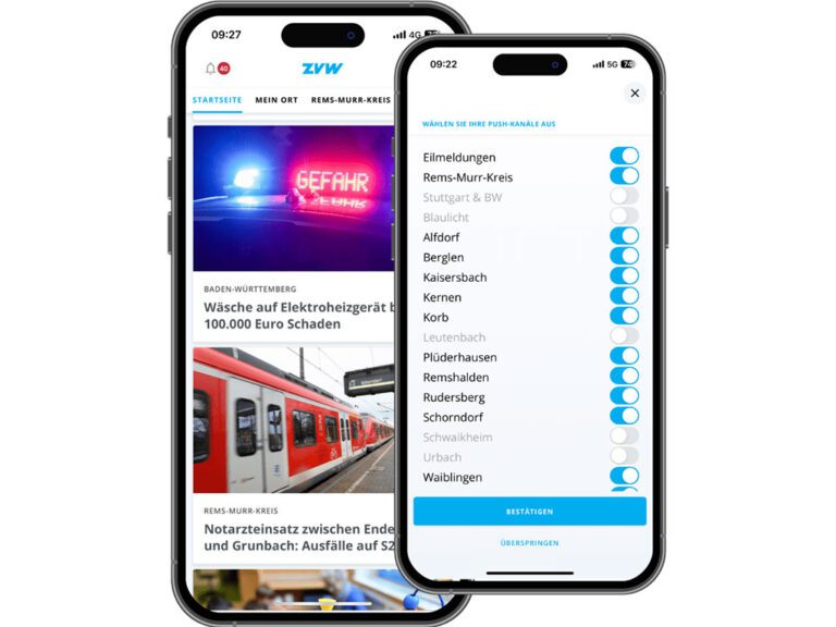 ZVW News App: Startseite und Push-Nachrichten
